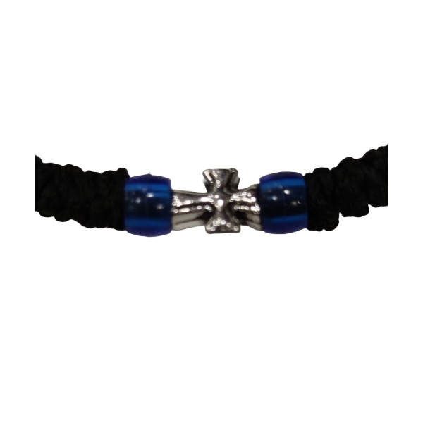 Κομποσκοίνι μαύρο μπλε χάντρες και μεταλλικό σταυρό 2