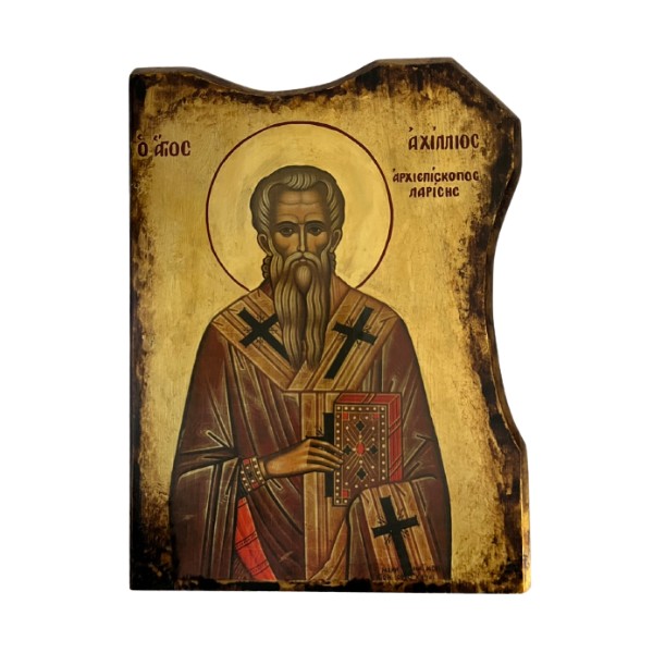 Εικόνα Άγιος Αχίλλειος Αρχιεπίσκοπος Λαρίσης Ξύλινη 20x30x2cm