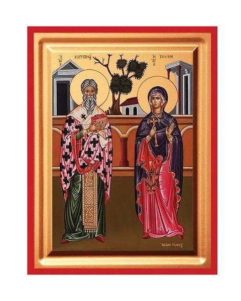 Εικόνα Άγιος Κυπριανός και η Αγία Ιουστίνη Ξύλινη 40x50x1.9cm