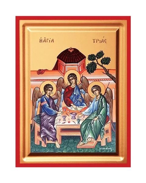 Εικόνα Αγία Τριάδα με τη μορφή τριών Αγγέλων Ξύλινη 14x18x1.6cm