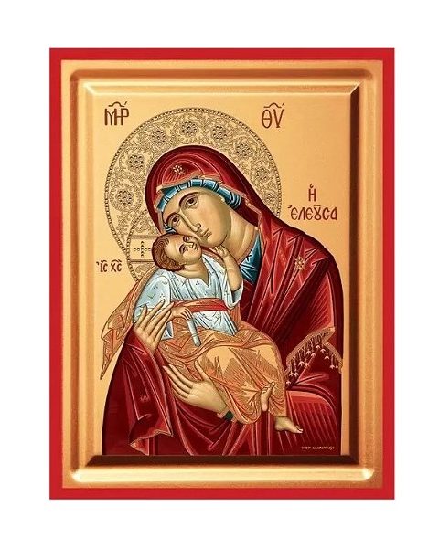 Icon of Virgin Mary Eleousa Wooden 19x25x1.6cm