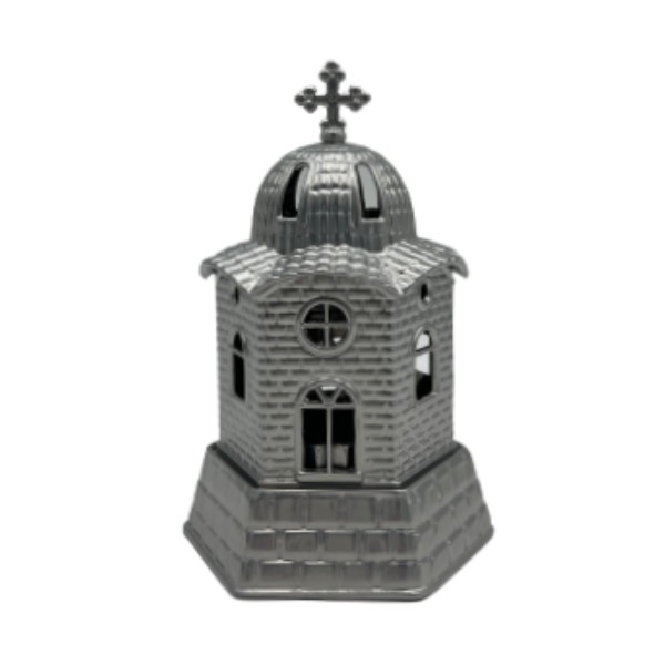 Candle Chapel Metal 9.5x17cm Silver