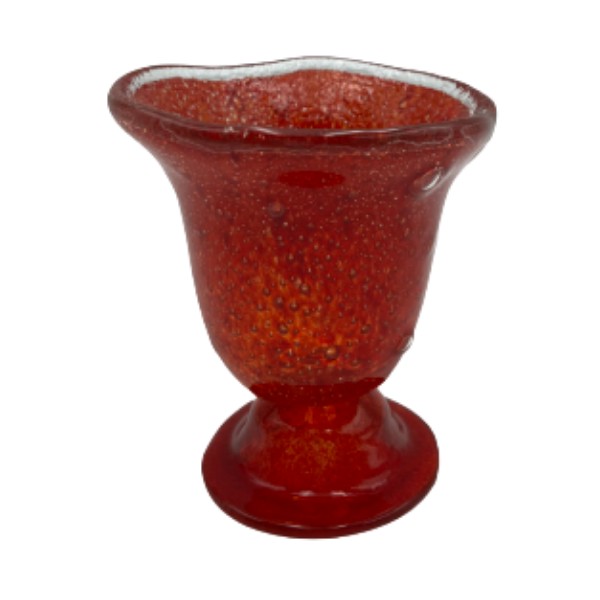 Καντήλι Ποτήρι Φυσητό Γυαλί με Φούσκες 12x13cm Κόκκινο