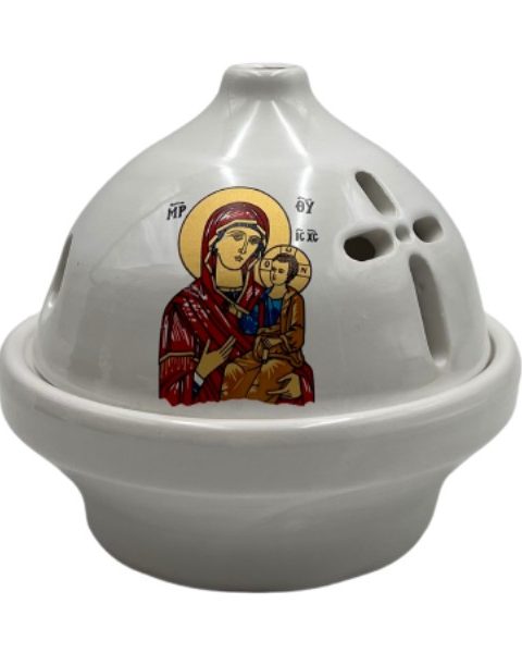 Low Theomitor Dome Candle Holder Ceramic 9.50x12cm White