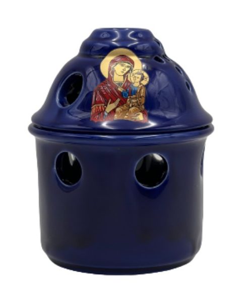 Κεραμικό Καντήλι Αγγέλων Θεομήτωρ 9.90x12cm Μπλε