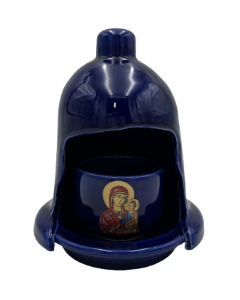 Ceramic Candlestick Church of Theomitor 12x15cm Blue