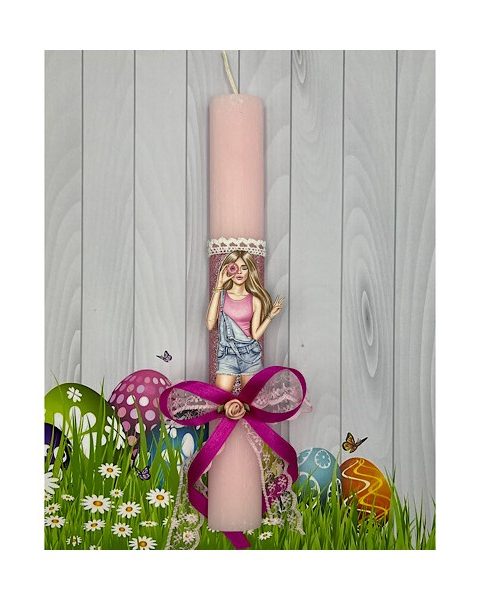 Πασχαλινή Λαμπάδα Κορίτσι - Ροζ 30cm