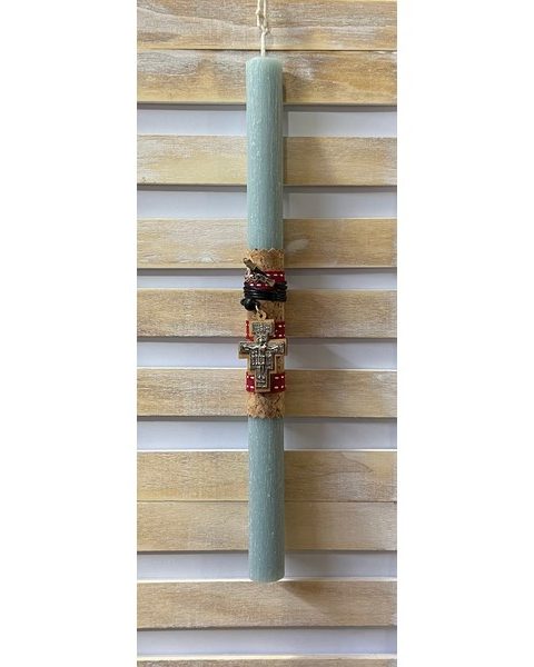 Πασχαλινή Λαμπάδα Σταυρός- Πετρόλ 30cm
