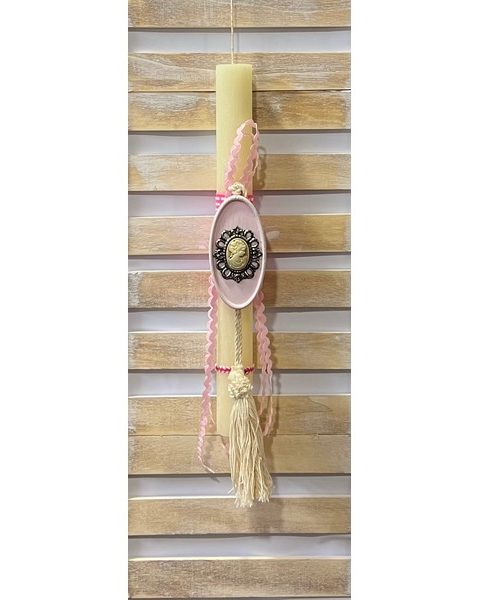 Πασχαλινή λαμπάδα Κρεμαστό Διακοσμητικό Καμέο (Cameo)-Εκρού 30cm